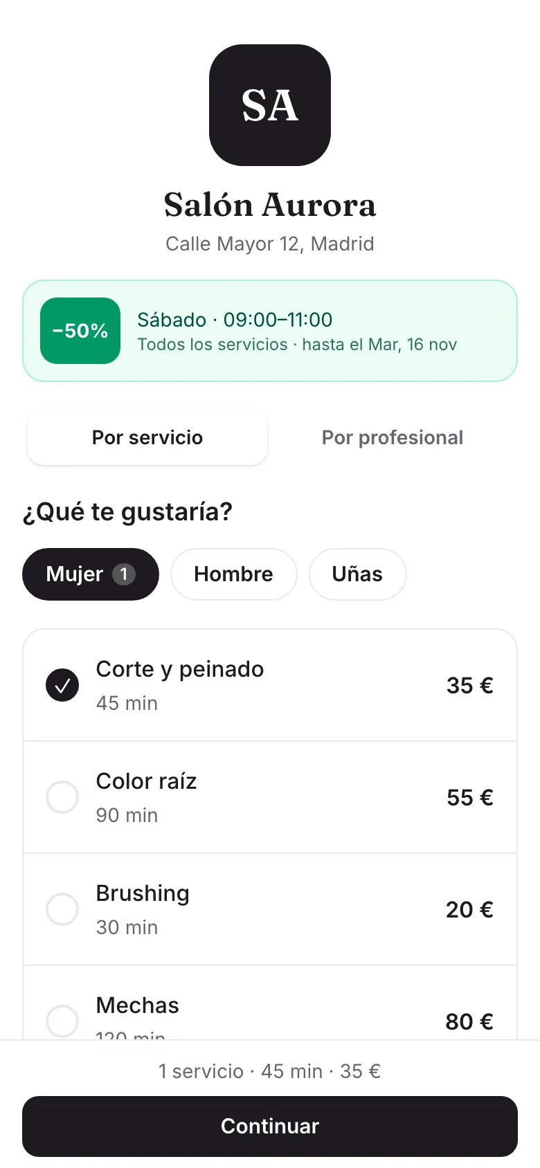 Online booking, 24/7